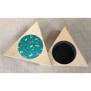 Christmas Wood Trinket Box Handmade Sliding Lid Secret Treasure Storage Holiday